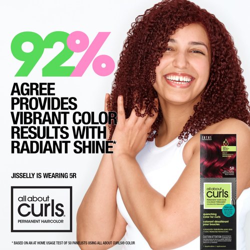 All About Curls 5R Red-y to Roll Permanent Hair Color (Prep + Protect Serum & Hair Dye for Curly Hair) - 100% Grey Coverage, Nourished & Radiant Curls