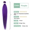 Purple Braiding Hair Pre stretched 16 Inch 3 Packs Kanekalon Pre-stretched Braiding Hair EZ Braid Yaki Texture Synthetic Hair Extensions for Crochet Box Braids
