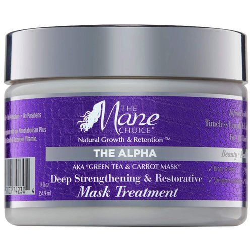 The Mane Choice Alpha Green Tea & Carrot Strengthening & Restorative Treatment Hair Mask for Coily, Wavy & Curly Hair, 12 Ounce, Supports Natural Hair Growth & Retention