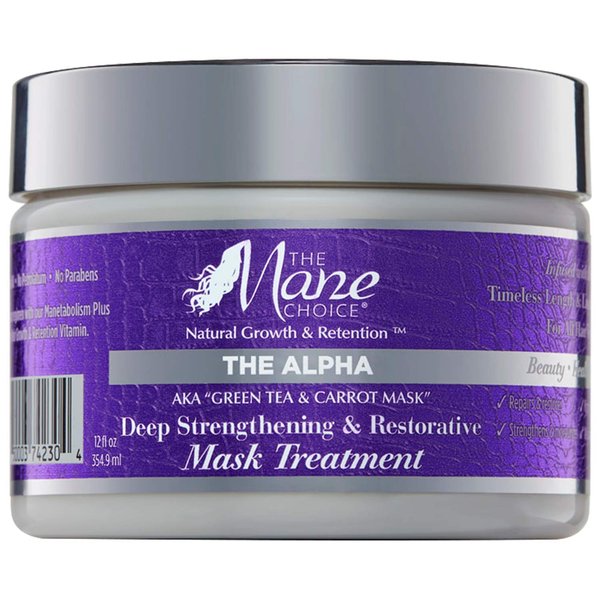 The Mane Choice Alpha Green Tea & Carrot Strengthening & Restorative Treatment Hair Mask for Coily, Wavy & Curly Hair, 12 Ounce, Supports Natural Hair Growth & Retention