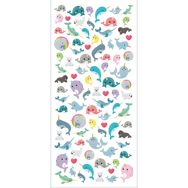 Playhouse Narwhal Party Glitter Accent Micro Mini Sticker Sheet - 1 Pack