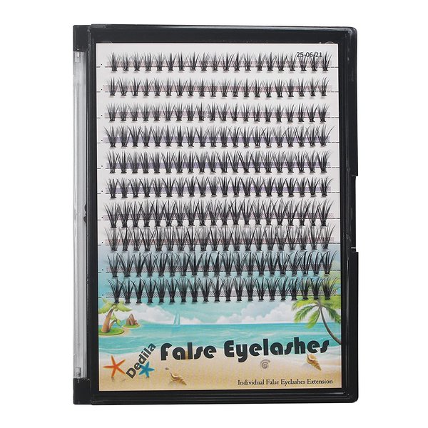 Dedila 200Pcs Handmade Individual False Eyelashes Thickness 0.07mm D Curl Mixed 10-12-14mm /11-13-15mm/12-14-16mm/16-18-20mm 3D Volume Cluster Eye Lashes Etensions (12-14-16mm)