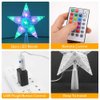 Christmas Tree Topper Star 7" LED Lighted Star Tree Top w/Remote Control, 5-Point Star RGB Night Light Treetop, Small Xmas Tree Decor for Christmas, USB Plug in/Wire 9.84Ft
