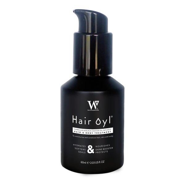 Watermans Hair Oyl 60 ml - Camellia & black castor infused hair & body oil treatment. Natural Hair Oil for dry damaged hair, Oil for frizzy hair and Curly hair