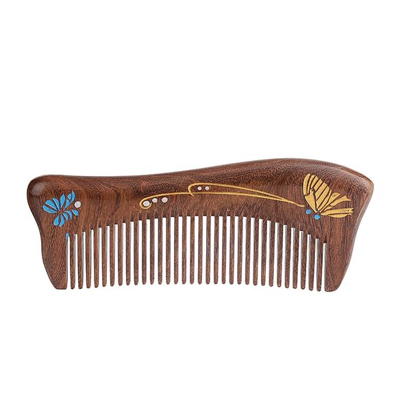 Sandalwood Wooden Hair Comb Handmade Wooden Comb Sandalwood Anti-Static Hair Comb Fine Tooth Hair Combs For women and kids Beard Comb Good Gift(Butterfly)