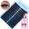 Left&Right Lash Clusters Kit Fluffy Eyelash Extension Kit Thick Cluster Eyelash Extensions Lash Extension Kit Individual Lashes Clusters Eyelash Clusters with Bond and Seal and Tweezers by TNFVLONEINS