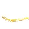 MEDIMQC Gold Happy 80th Birthday Banner Sign Gold Glitter 80 Years Birthday Party Decorations Supplies Anniversary Celebration Backdrop Pre-Assembled
