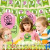 The Frog of Keroppi Birthday Party Decorations, Cartoon Big-Eyed Frog Theme Birthday Supplies set with Happy Birthday Banner,Cake Toppers,Balloons for Cartoon Party Supplies Decor