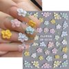 5D Embossed Flower Nail Stickers for Nail Art Supplies 5D Acrylic Carved Flower Nail Decals Cute Petals Nail Art Stickers Floral Nail Sticker Nails Stickers Colorful Flower Stickers for Nails Design