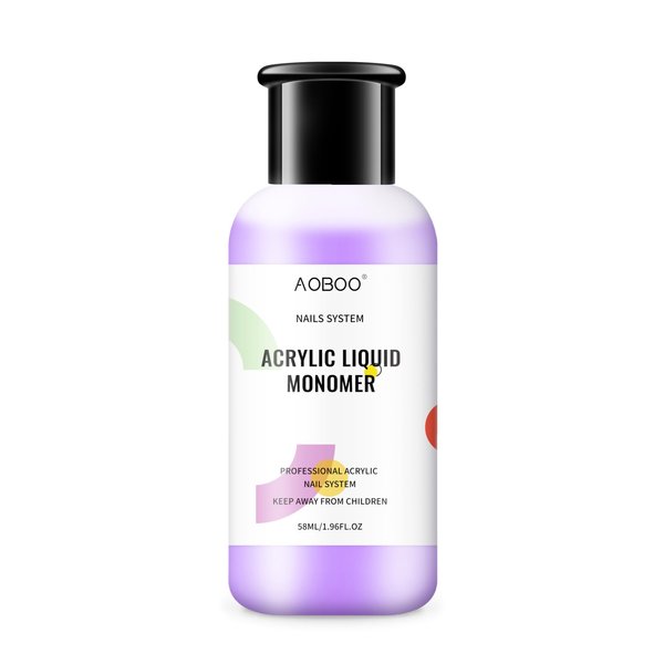 AOBOO 58ml/2fl.oz Nail Acrylic Liquid Monomer Acrylic Nail Liquid Acrylic Nail Extension Acrylic Liquid for Nails Non-Yellowing Liquid Monomer for Salon and DIY Home