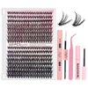 DIY Lash Extension Kit,320PCS 30D+40D 9-16mm Mix Lash Clusters Kit With Bond and Seal and Remover, D Curl Eyelash Extension Kit, Natural Look Individual Lashes for Lash Extension Beginners