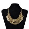 LUREME Vintage Engraved Coin Bib Statement Necklace Clavicle Necklace (01003295) (Antique Gold)