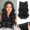 Gx Beauty Invisible Wire Clip in Hair Extensions Long Wavy Clips in Hairpiece for Women Secret Transparent Wire Adjustable Size 4 Secure Clips 20 Inch Natural Black