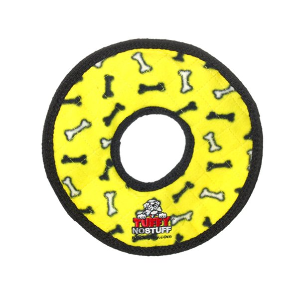 TUFFY - World's Tuffest Soft Dog Toy - NO STUFF Ring - Squeakers - Multiple Layers. Made Durable, Strong & Tough. Interactive Play (Tug, Toss & Fetch). Machine Washable & Floats (Yellow Bone)