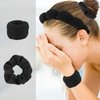 AUDTOPE 7Pcs Spa Headband and Wristband Set, Face Wash Headband Makeup Skincare Headband Wrist Bands Thick Puffy Sponge Bubble Headband Wrist Scrunchies Claw Clips for Washing Face, Black