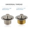 Brushed Nickel Tub Drain Lift &Turn Tub Trim Set with Two-Hole Overflow Faceplate Conversion Kit Assembly, Hidrop Bathtub Drain Replacement Trim Kit and Universal Fine/Coarse Thread