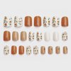 RikView Press on Nails with Flower Design Short Glossy Fake Nails Oval False Nails Full Cover Nails for Women and Girls 24PCS/Set(Short Oval)