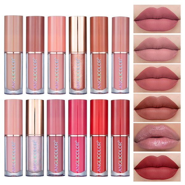 Anglicolor Matte Liquid Lipstick Set,Waterproof Long Lasting Non-Stick Lipstick for Women (12pcs)