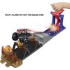 Hot Wheels Monster Trucks Toy Playset with 1:64 Scale Die-Cast 5-Alarm Fire Truck, Fire Through Challenge, Launch Vehicle Over Spinning Flames