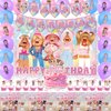 Cartoon Themed Birthday Party Supplies，Birthday Party Decorations Includes Banners Cake Topper Balloons Tablecloth Cupcake Toppers backdrop