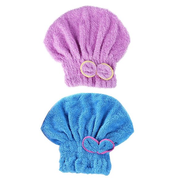 LNJBABAO 2 Pcs Microfiber Hair Drying Towels Ultra Absorbent Hair Drying Cap Bowknot Hair Turban Towel for Women Adults or Girls to Dry Hair