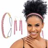Fstrend Braided Rhinestones Elastic Headband Tassel Earrings Set Gold Crystal Hairbands Eardrop Sparkle Head Chain for Women(Pink)