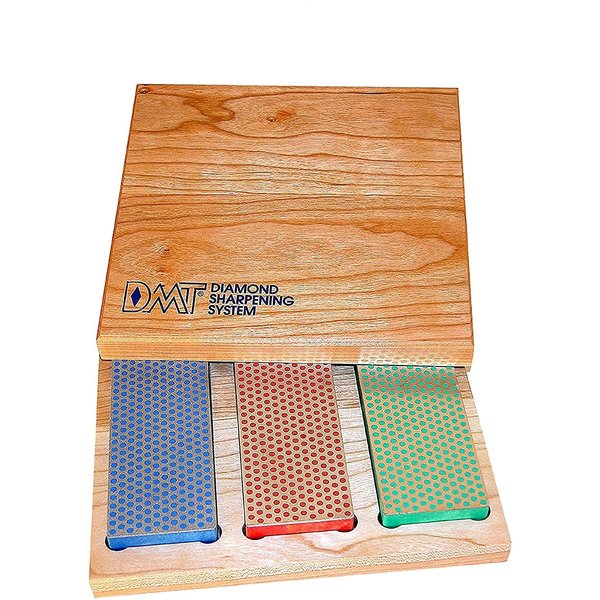 DMT 20062 Deluxe Diamond Knife Sharpening Kit with Hard Wood Box, Set of 3 Diamond Sharpening Stones, 6-Inch