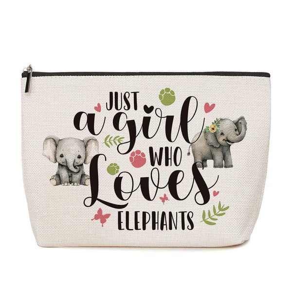 Elephant Decor Elephant Gifts for Women Just A Girl Who Loves Elephants Makeup Bag Elephants Lover Gift for Women Girls Animal Lover Birthday Christmas Gifts for Girls