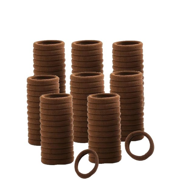 Pagabach 50 PCS Hairbands Hair Bands for Thick Hair Seamless Cotton Simply Ponytail Holder Hair Accessories Light Brown