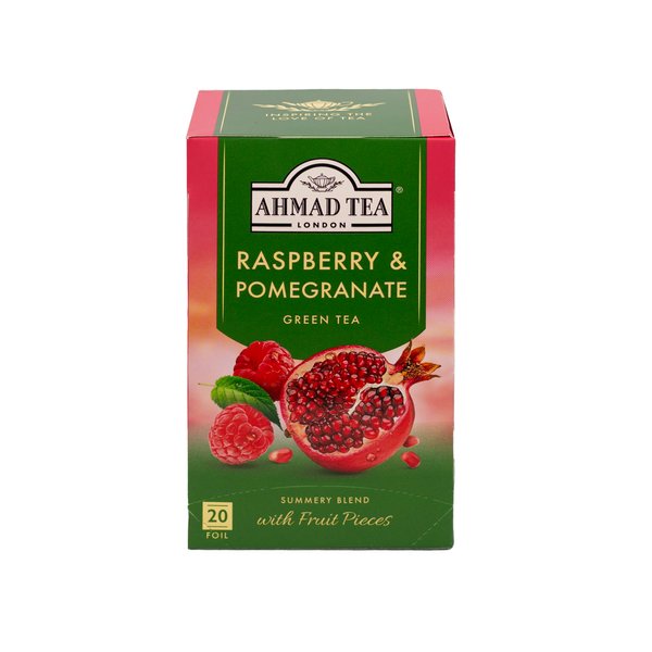 Ahmad Tea Green Tea, Raspberry & Pomegranate, 20 ct (Pack of 6) - Caffeinated & Sugar-Free
