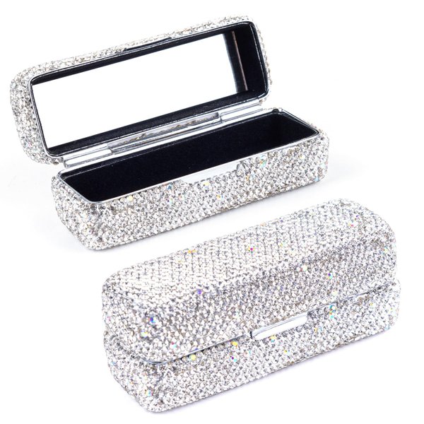 Framendino, Rhinestone Lipstick Case with Mirror Bling Crystal Lipstick Case Diamonds Lipstick Holder for Women