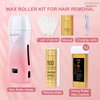 Roll On Wax Kit with Wax Warmer for Hair Removal - Wax Roller Heats Up Wax to Remove Unwanted Hair from Sensitive Areas - Waxing Strips, Wax Heater and Other Waxing Accessories Included