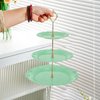 Nexboraque 3 Pack 3 Tier Plastic Cupcake Stand, Dessert Cup Cake Holder Tower Reusable Tiered Serving Tray with Metal Rod Pastry Platter for Wedding, Birthday, Tea Party - White Green Pink