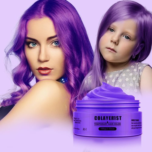 COLAYERIST Purple Hair Color Wax Temporary Washable, Temporary Hair Color Dye for Kids, Hair Makeup Paint Wax for Parties or Cosplay, Hair Coloring Products No Messy (Purple)