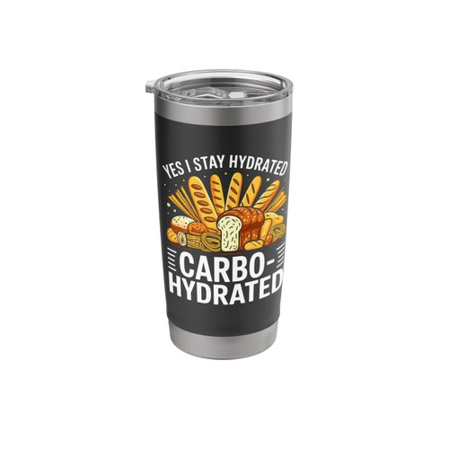Stay Hydrated Carbo-Hydrated Carbs Bread Pasta Lovers Funny Stainless Steel Insulated Tumbler