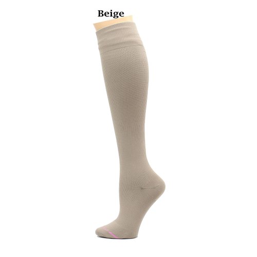 Dr. Motion 4 Pairs Pack Women's Graduated Compression Knee High Socks (Solid All Beige)