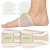 Vive Foot Arch Support Brace (Pair) - Wrap Corrector for Flat Foot, Plantar Fasciitis, Pain Relief, Fallen Arches - Compression Sleeve Strap for Feet - Gel Bands Inserts for Women & Men (Beige)