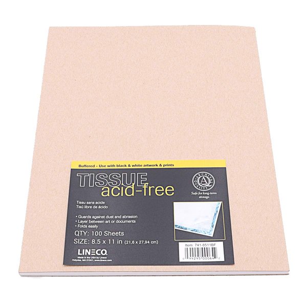 Lineco Buffered Acid-Free Interleaving Tissue 8.5" x11", Archival Tissue Extends life of Papers, Photographs, Artwork and Textiles, for Black & White, Color, and Albumen Prints, Pack of 100