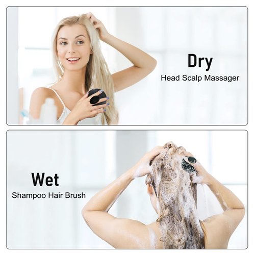 BEILAEEA Scalp Massager Shampoo Brush Hair Scalp Scrubber,Silicone Scalp Brush for Hair Growth & Dandruff Removal,Hair Shampoo Brush for Scalp Exfoliator(Black)