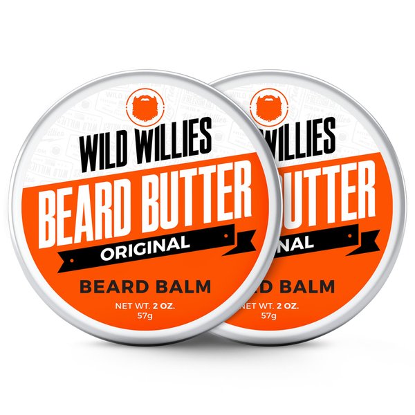 Wild Willies Beard Butter Leave-In Conditioner - Organic Beard Balm for Fast Beard Growth, Beard Care Softener - Beard Cream for Men to Remove Itch & Dandruff, Restores Moisture - 2 Oz (Pack of 2)