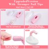 Practice Fingers for Acrylic Nails, Flexible Movable Fake Finger to Practice Fake Nails, 3PCS Adjustable Pink Nail Finger Practice with 1PC White Acrylic Finger Base, 200PCS False Nail Tips with Box