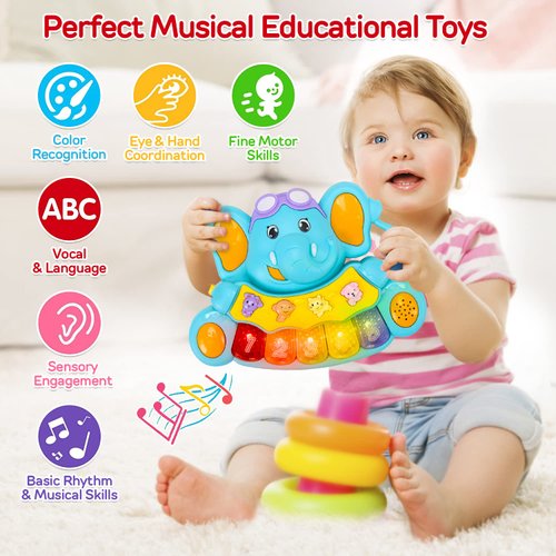 STEAM Life Baby Piano Toys 6 to 12 Months, Light Up Music Baby Toys for 0 6 9 12 18 Months, Early Learning Educational Toys for 1 Year Old Boys Girls Birthday Xmas Gifts