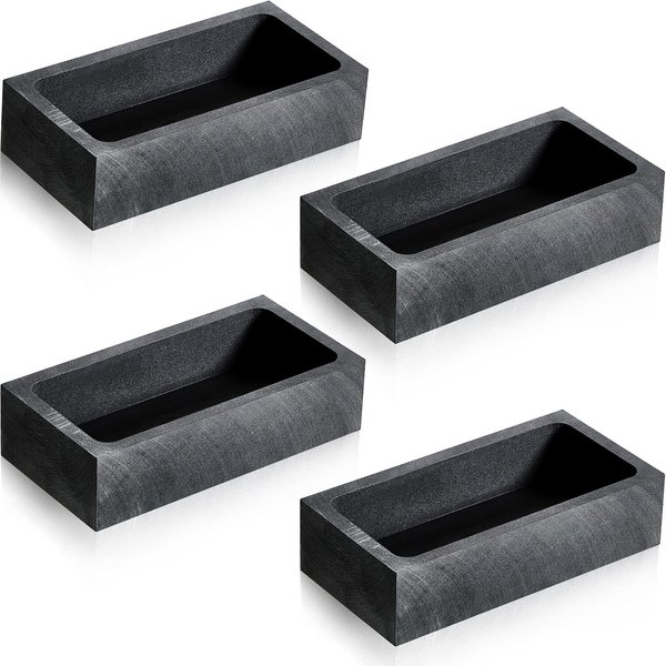 4 Pieces Graphite Ingot Mould Crucible Ingot Casting Mould Silver 1 KG Gold Ingot Mould for Gold Silver Metal Aluminum Copper Brass Melting Casting Refining (90 x 40 x 20 mm)