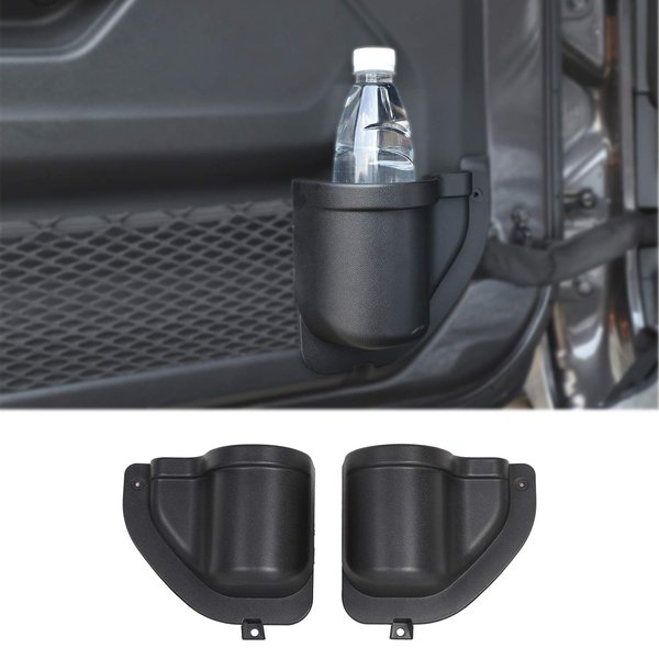 JeCar Door Pocket Front Door Storage Box Door Cup Holder Interior Accessories Compatible with Jeep Wrangler 2018-2023 JL JLU 2/4-Door, Black