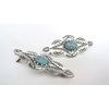 Generic Turquoise blue and silver metal alligator hair clip barrette fine thin hair (Pattern: Alligator clip)