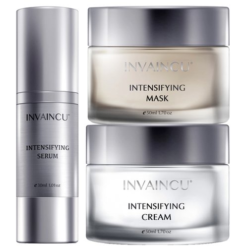Invaincu Aging Skin Care Sets for Women - Age-Defying Face Mask, Serum, Cream for Wrinkles and Lines - Intensifying Collection with Avocado Oil, Chamomile Extract, Collagen, Elastin, Polyacrylamide