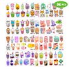 96PCS Bubble Boba Milk Tea Temporary Tattoos Birthday Themed Theme Party Decorations Favors Supplies Decor Cute Kawaii Stickers Gifts for Kids Boys Girls Carnival Class School Rewards Prizes Christmas