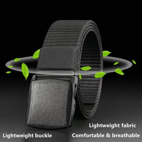 Ginwee 5 Pack Nylon Military Tactical Belt Webbing Canvas Outdoor Web Belt with Plastic Buckle