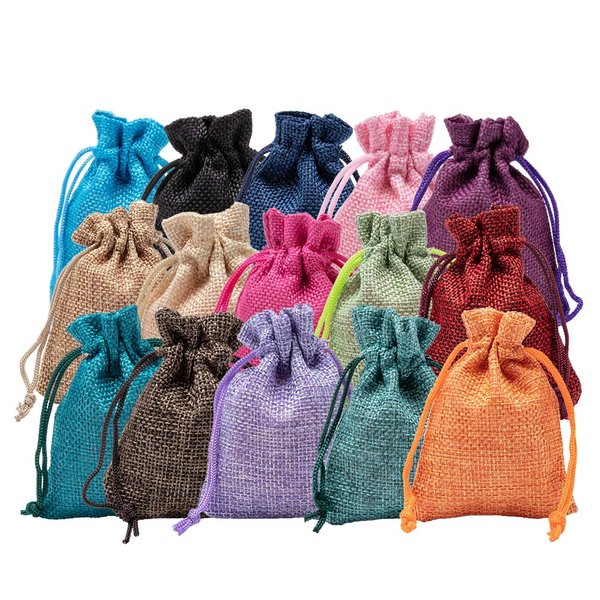 BENECREAT 30 Pack 15 Color Small Burlap Bags with Drawstring Gift Bags Jewelry Pouch for Candy Storage, Wedding Party and DIY Craft Packing, 3.5 x 2.7 Inch