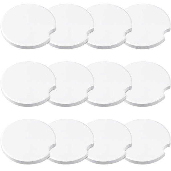 Ceramic Car Sublimation Blanks Cupholders Sandstone for Car Cup with Finger Notch for Easy Removal Car Ceramic Auto Cupholder Keep Vehicle from Cold Drink Sweat Stain Spill (12 Pieces)